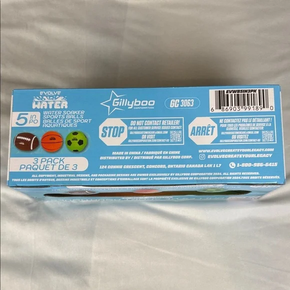 Evolve Water 3-pack 5" Soaker Sports Balls Kids: Football, Soccer, Basketball - Picture 6 of 9